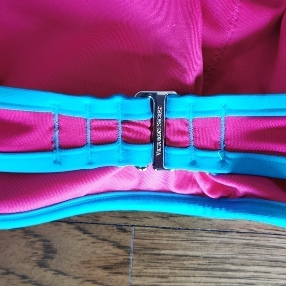 Victoria's Secret Bikini Top Bandeau Pink Blue New Large - Picture 3 of 6
